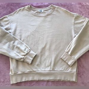 ICONO Size Large 🤍 Beige French Terry Sweatshirt Slightly Distressed and Warm